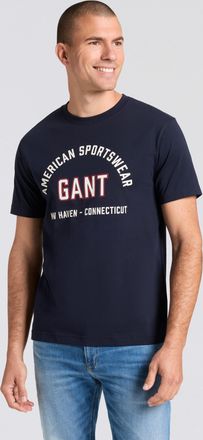 GANT T-Shirt GANT PRINTED GRAPHIC, Herren, Gr. XXL, evening blau, Jersey, Obermaterial: 100% Baumwolle, Rundhals, Shirts T-Shirt, Regular Fit, Rundhals