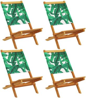 vidaXL Vidaxl - Folding Garden Chairs 4 pcs Green Fabric and Solid Wood