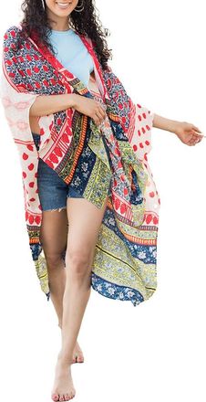 Saachi Mixed Print Ruana in Red at Nordstrom Rack