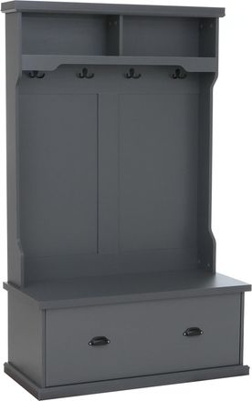 Hhg [nunca Usado] Aparador Hhg-671, Aparador De Pasillo De Madera Con Banco, 4 Ganchos, Compartimento De Almacenamiento Y Estante De Melamina, 163 X 100 X