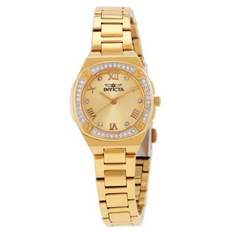 Invicta Specialty Quartz Crystal Gold Dial Ladies Watch 50383