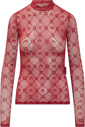 Marine Serre Red Geometric Mock Collar Top