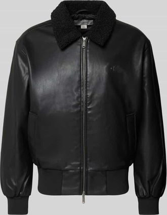 Calvin Klein Jeans Regular Fit Jacke in Leder-Optik mit Umlegekragen in Black, Gr&ouml;&szlig;e XXL