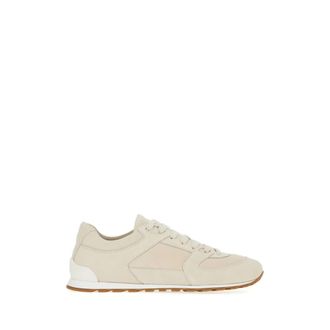 Brunello Cucinelli Schoenen, Dames, Beige, 40 EU, Su&egrave;de, Panelled Low-Top Sneakers