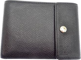 Louis Vuitton Ardoise Black Taiga Leather Wallet (Bi-Fold) (Pre-Owned)