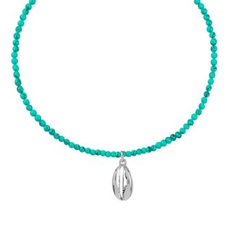 Liv Oliver 18K White Gold Beach Charm Turquoise Necklace
