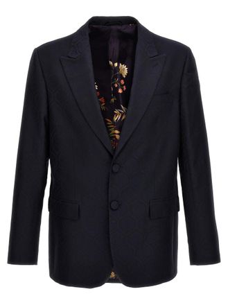 Etro Blue Peaked Lapel Blazer