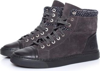 Chanel Suede & Leather High Top Sneakers Size 38.5