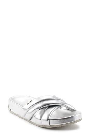 DKNY Crisscross Strap Slide Sandal in Silver at Nordstrom Rack, Size 5.5