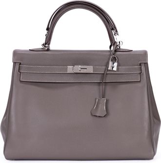 Herm&egrave;s Pre-owned Womens Kelly 35 Retourne 35 Shoulder Bag - Grey - One Size
