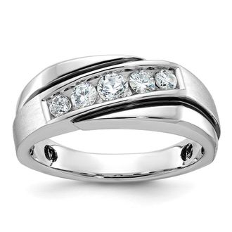 Diamond2Deal 14k White Gold Lab Grown Diamond Wedding Band Ring 1/2Ct Clarity- VS Color- G-H