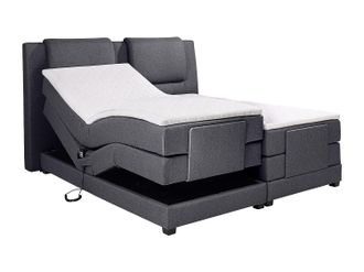 Vente-Unique Pack boxspring cabecero + somieres el&eacute;ctricos + colchones + cubrecolch&oacute;n CASTEL de PALACIO - 2x90x200cm - Tela Antracita