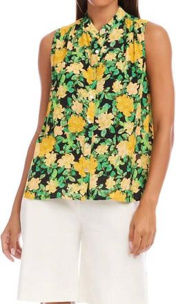 Karen Kane Sleeveless Button-Front Top In Floral Print