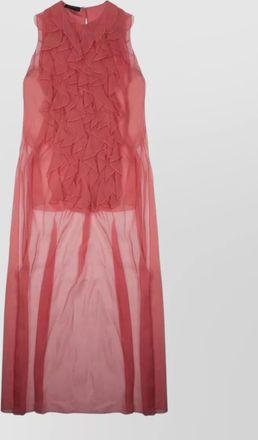 Alberta Ferretti silk sleeveless maxi dress ruffle detail