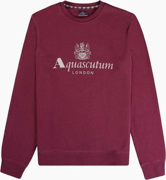 Aquascutum Mens Aquascutum Active Big Logo Crew Neck Cordovan Red Sweatshirt - Size: 40