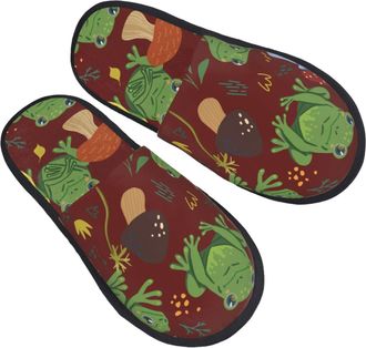 Generic Frogs And Mushrooms Unisex Slippers Fluffy Shoes Cosy Sliders For Indoor Outdoor Winter M