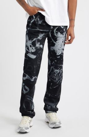 Rta Ricardo Slim Fit Graffiti Graphic Jeans in Graffiti Graphite at Nordstrom, Size 36