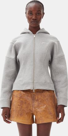 Ganni Grey Fleece Zip Hoodie - Size S Cotton