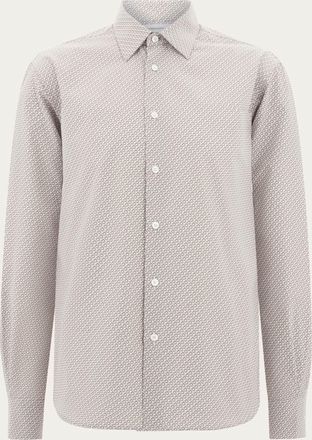 Ferragamo Men Micro-patterned shirt White