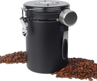 OEM Bote Para Caf&eacute; - 1,8 L - Herm&eacute;tico - Acero Inoxidable - Indicador De Fecha - Incluye Cuchara Medidora - Para Granos De Caf&eacute;, T&eacute; Y Frutos Secos