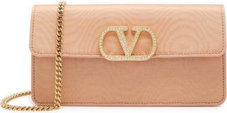 Valentino Garavani Vlogo Moir&eacute; Wallet-on-chain - Rose - One Size