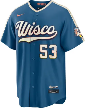 Nike Brandon Woodruff Milwaukee Brewers City Connect Nike Mens MLB Stadium Jersey in Grey | RE260H3FMZ9-SXD