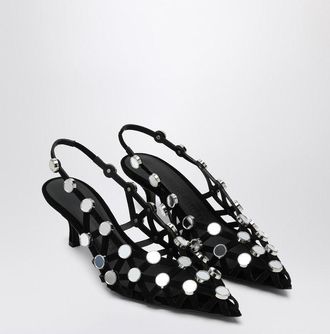 The Attico Black Grid Slingback