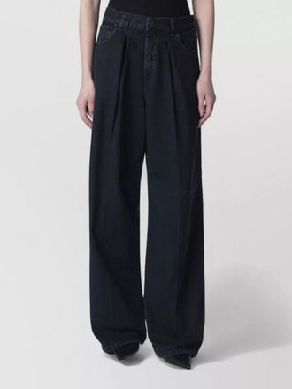 Haikure denim pleated wide-leg trousers