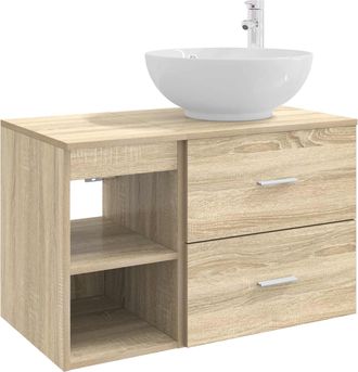 vidaXL Juego De Muebles De Ba&ntilde;o 2 Uds. Roble Sonoma Vidaxl