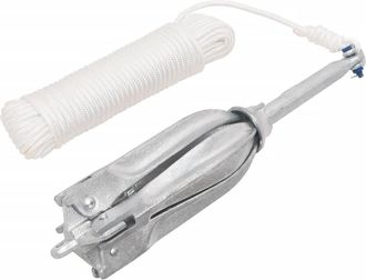 vidaXL Ancla Plegable Cuerda Hierro Fundido Galvanizado Plata 10 Kg Vidaxl