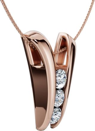 Pompeii3 1/2Ct Three Stone Diamond Pendant Gold Womens 18 Necklace Lab Grown