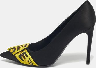 Off-white Black/yellow Satin And Logo Canvas Commercial Bow Pumps