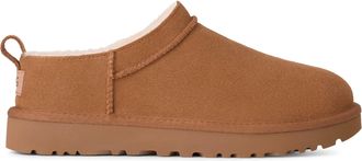 UGG Low-Profile Brown Leather Boots with Slip-On Design