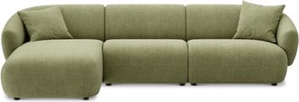 Castlery Auburn Chaise Sectional Sofa Left Facing Customized, (Washed Chenille) Moss, Machine Washable, Modular for Green