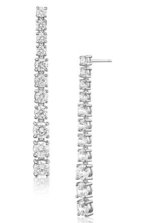 Kenneth Jay Lane Graduated Cubic Zirconia Linear Drop Earrings in Rhodium Plated at Nordstrom