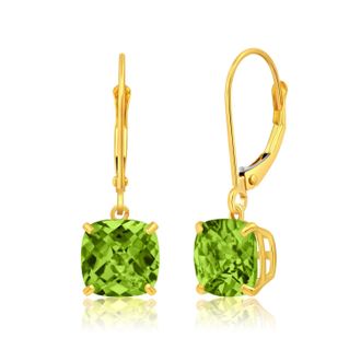 MAX + STONE 14k Solid Yellow Gold Gemstone Dangle Leverback Earrings (8mm)