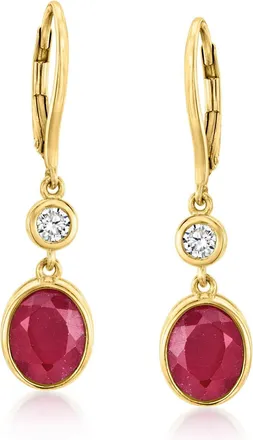 Ross-Simons Ruby Drop Earrings With. Lab-Grown Diamonds in 18kt Gold Over Sterling