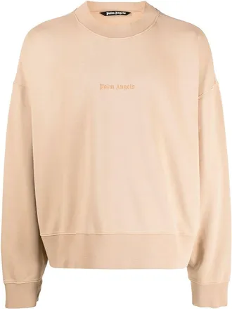 Palm Angels logo-print cotton sweatshirt - men - Cotton - S - Neutrals
