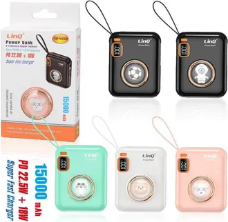 Trade Shop Trade Shop - Powerbank Ricarica Veloce Con Cavo Type-c + 8pin Pd 22.5w + 18w 15000mah Tm16004