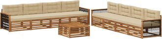 vidaXL Conjunto De Sof&aacute;s De Exterior 9 Uds. Natural Y Beige Vidaxl