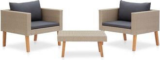vidaXL Set De Muebles De Jard&iacute;n 3 Pzas Y Cojines Rat&aacute;n Sint&eacute;tico Beige Vidaxl
