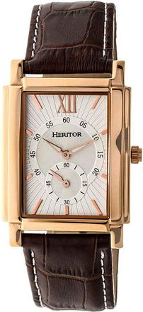 Heritor Frederick Automatic Silver Dial Brown Leather Mens Watch HR6104
