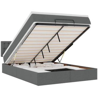 vidaXL Cama Otomana Con Colch&oacute;n Gris Oscuro 140x190 Cm Tela Vidaxl