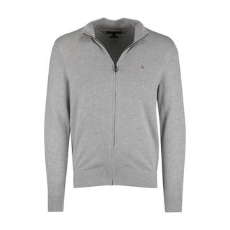 Tommy Hilfiger Truien & Vesten, Heren, Grijs, M, Kasjmier, Zip-Thru Jumper met Kasjmier