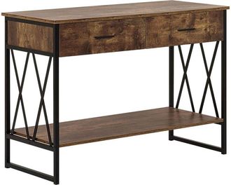 Beliani Tavolino consolle con 2 cassetti color legno scuro Ayden