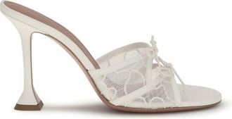 Amina Muaddi White Fabric Womens Sandals