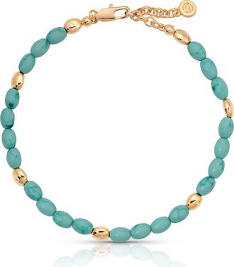 Ettika Freshwater Pearl Pebble Anklet in Turquoise And Gold at Nordstrom