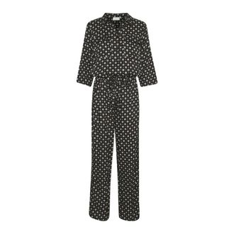 Kaffe Mono Negro con Corbata/Lunares y Mangas &frac34; - Jumpsuits & Playsuits - Mujer - Negro - 3XL
