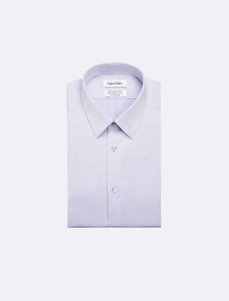 Calvin Klein Mens Cotton Herringbone Slim Fit Dress Shirt - Purple - 14H/323