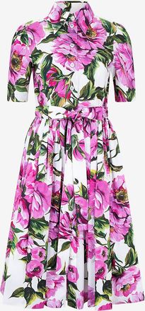 Dolce & Gabbana Popeline-Midihemdkleid Pfingstrosen